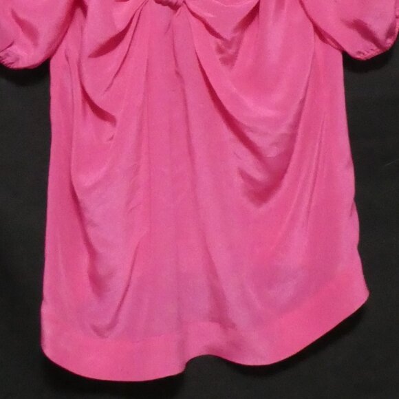 BANANA REPUBLIC | xs, extra small | Silk Hot Pink Puff Sleeve Blouse | NWT - Picture 6 of 15